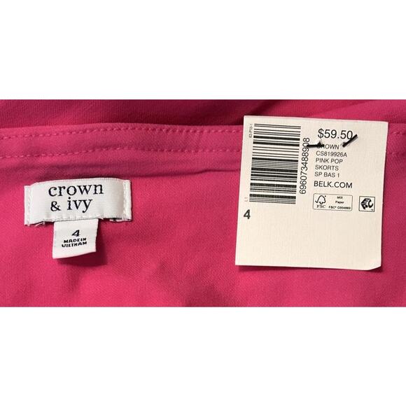 NWT Crown & Ivy Pink Pop Scallop Millennium Skort 4 - Picture 6 of 7